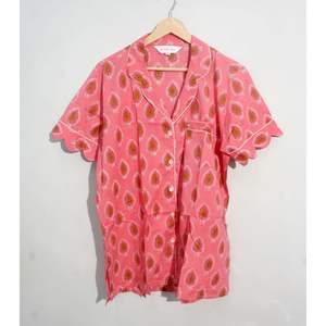 ชุดนอนผู้หญิงฤดูร้อน ระบายอากาศได้ดี ผ้าฝ้าย 100% ชุดนอนแขนสั้นลายดอกไม้ เสื้อนอนเนื้อนุ่ม แห้งเร็ว ซักเครื่องได้ - Product Image 3