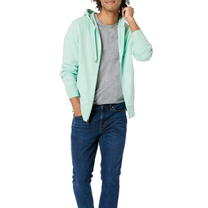Sudadera con Cierre y Cuello Redondo para Hombre, Color Verde Menta, Corte Holgado, 100% Algodón, Felpa Francesa, Antipilling, Diseño Estampado, Ropa Casual de Otoño - Product Image 2