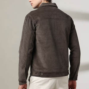 Blouson bomber en daim doux pour homme, allure classique et coupe moderne, veste en daim premium pour homme avec doublure en laine - Product Image 4