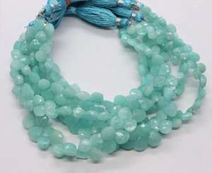 Perles d'Amazonite Naturelle AAA Facettées en Forme de Cœur Briolette 7-7,5 MM, Perles d'Amazonite Facettées en Forme de Cœur de 8 Pouces pour la Fabrication de Bijoux - Product Image 1
