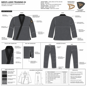 Kimono Gris para BJJ, 100% Algodón, Corte Regular, Ropa de Artes Marciales para Hombre Adulto, Duradero, Logotipo en la Manga Izquierda - Product Image 6