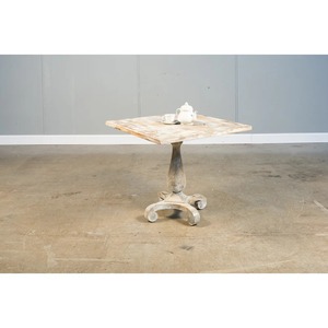 Vintage Style Teak Wood Pedestal Dining <b>Table</b> with Distressed Finish, Solid Wood <b>Square</b> <b>Table</b> for Cafe, Restaurant and Home Use - Product Image 6