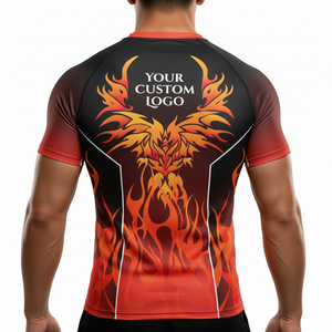 Rashguard OEM ODM Rash Guard Men Sublimation <b>Printed</b> Spandex Bjj Rash Guard Gym <b>Surfing</b> Diving Rashguard Compression Shirts MMA - Product Image 2