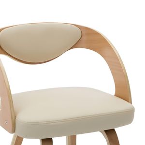 Juego de 2 sillas de comedor de madera curvada de piel sintética color crema y marrón claro con estilo elegante - Product Image 6