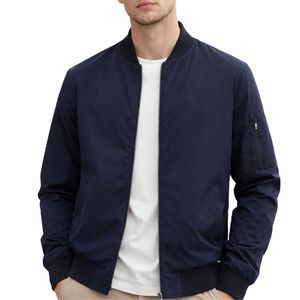 เสื้อแจ็คเก็ตบอมเบอร์สีกรมท่าสำหรับผู้ชายแบบคลาสสิกพร้อมซิปเต็มตัวน้ำหนักเบาสบายๆกันลมเสื้อแจ็คเก็ตสตรีทแวร์สำหรับผู้ชาย - Product Image 1