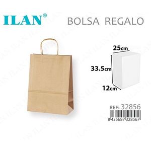 Bolsa de Regalo de Papel ILAN 25x12x33.5cm Kraft Marrón con Asa - Product Image 3