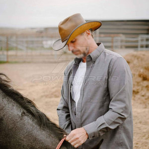 Western Ranch Winter Fashion Collection High Quality <b>Cowboy</b> Leather <b>Hat</b> Wide Brim Handmade Equestrian Festival Headwear <b>for</b> <b>Men</b> - Product Image 4