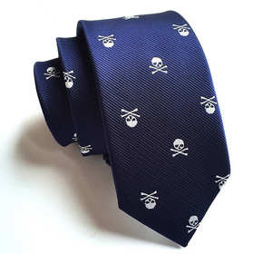 เนคไทผ้าแจ็คการ์ดลายทางสีน้ำเงิน เนคไทผู้ชาย เนคไทโรงเรียนมัธยม  โลโก้สั่งทำ เนคไทแฮนด์เมด - Product Image 1