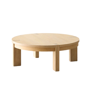 Mesa de Centro Redonda Premium de Madera de Teca Sólida, Estilo Minimalista Japonés-Escandinavo para Sala de Estar - Product Image 2