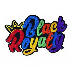 Black Royalty Nonwoven Felt Lightweight PVC Iron-On Chenille Embroidery <b>Patch</b> <b>Applique</b> Fabric Badge Irregular Shape Gift - Product Image 1