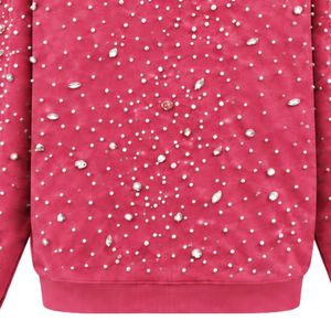 Rose <b>Pink</b> Pearl Zip Up <b>Hoodie</b> Luxury Crystal Studded Streetwear Jacket Long Sleeve Hooded Sweatshirt Casual Fashion Outerwe - Product Image 6
