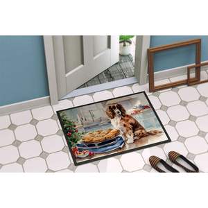 Nouveau Cocker Spaniel biscuits de Noël paillasson 18H X 27W intérieur extérieur antidérapant Low Pile tapis lavable pour entrée porte d'entrée - Product Image 4