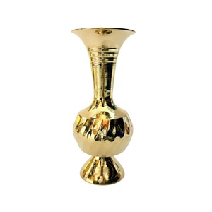 Florero de Latón Puro Hecho a Mano, Maceta Decorativa para Decoración del Hogar, Florero de Metal Dorado Tradicional para Sala de Estar u Oficina - Product Image 1