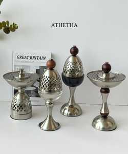 Stainless Steel Incense Burner with Wooden Top Aromatherapy <b>Diffuser</b> Decorative Metal Holder for Bakhoor All-Season Use - Product Image 3
