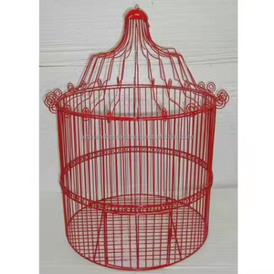 Precio de fábrica barato forma redonda jaula de pájaros de metal amarillo para el hogar balcón jaula de pájaros colgante - Product Image 3
