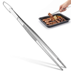 10-Inch Food Tweezers Stainless Steel Cooking Tweezers Long Tweezer <b>Tongs</b> Kitchen Tweezers for Cooking <b>Serving</b> Food Plating - Product Image 5