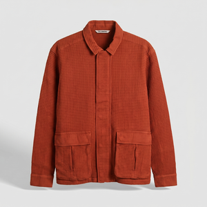 Veste gaufrée 100 % coton pour homme, décontractée, boutonnée sur le devant, avec poches plaquées, pour l'automne et l'hiver - Product Image 1