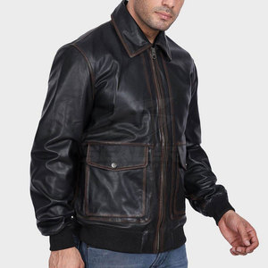 Veste d'hiver en cuir décontractée pour homme fabriquée au Pakistan avec fermeture éclair sur le devant, logo, coupe-vent et respirante pour une utilisation en extérieur - Product Image 4