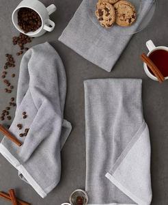 Set di stoviglie da cucina in spugna francese, 18x28 ", solido Chambray grigio minerale, 3 pezzi | Importazioni di Design - Product Image 2