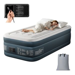 Materasso Gonfiabile Doppio in PVC da 18 Pollici con Pompa Integrata e Gonfiaggio/Sgonfiaggio Rapido per Campeggio - Product Image 1