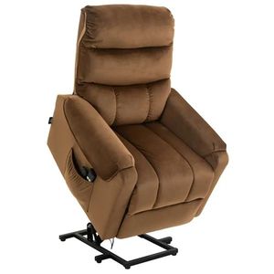Brown Velvet Power Lift Recliner Chair with Vibration Massage & Remote Control Premium Comfortable Recliners - Product Image 3
