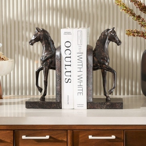 Modern Design Cast Aluminum Brown Striding Horse Bookend Set Decorative Animal Book Holder Equestrian Sculpture Design Antique - Product Image 4