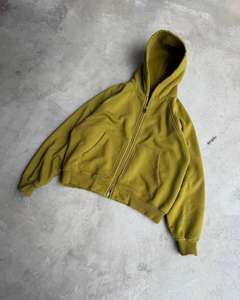 Sudadera con Capucha de Algodón 100% Bordada, Estilo Urbano Desgastado, de Alta Calidad, Gruesa, Vintage, Lavado Ácido, Efecto Desgastado por el Sol, Invierno, 2 Piezas - Product Image 2