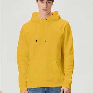 เสื้อฮู้ดสีเหลืองสำหรับผู้ชาย ทรงปกติ สีพื้น ผ้าเฟรนช์เทอร์รี่ แขนยาว สวมใส่สบายๆ สำหรับฤดูใบไม้ร่วง ปี 2027 - Product Image 1