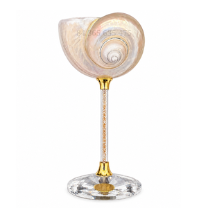 Handcrafted Seashell Wine <b>Glass</b> with Glitter Crystal Stem Decorative Drinkware Vietnam Supplier Natural Seashell Wine <b>Goblet</b> - Product Image 1