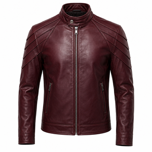 Veste de moto élégante en cuir véritable de qualité supérieure pour homme, vêtement d'extérieur tendance, coupe ajustée moderne, confort de luxe, utilisation quotidienne, coupe-vent - Product Image 2