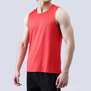 Camiseta sin Mangas Casual Roja para Hombre, Cuello Redondo, Color Sólido, Transpirable, de Secado Rápido, Ajuste Deportivo, Material de Algodón/Spandex - Product Image 5