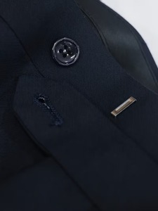 Luxury Trending ACCEPT LUXE Mens <b>Navy</b> <b>Blue</b> Slim Fit 100% Cotton Single Breasted 2 Piece Formal Business Wedding Prom Groom Party - Product Image 4