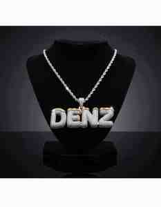 Collar de Lujo con Colgante de Letra DENZ con Incrustaciones de Moissanita para Hombre, Oro 10K 14K, Plata, Estilo Hip Hop, Joyería de Moda, Regalo para Él - Product Image 2