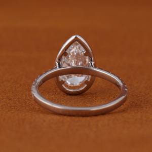 แหวนแต่งงานเพชรคุณภาพสูงทรงลูกแพร์ประดับเพชรแบบฮาโล ทอง 14K ดีไซน์คลาสสิค ฝังเพชรแบบพาเว่ สำหรับผู้หญิง ลดราคาพิเศษ - Product Image 2