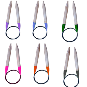 Vente en gros Aiguille à tricoter torsadée en bambou massif 80cm Aiguille à chandail en bois circulaire avec pointes colorées et de couleur fine - Product Image 3