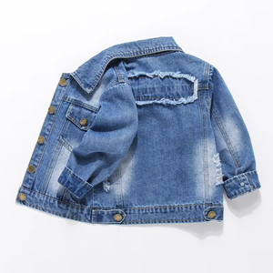 Q20806 Children's Clothing New Boys Fashion Patch Ripped Denim <b>Jacket</b> Boy Denim Outerwear Coat - Product Image 6