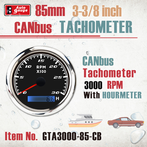 Nouveau tachymètre-compteur horaire LED CANbus noir super blanc de 85 mm (3 3/8 pouces) 3000 tr/min 12V/24V pour camions, bus et voitures - Product Image 3