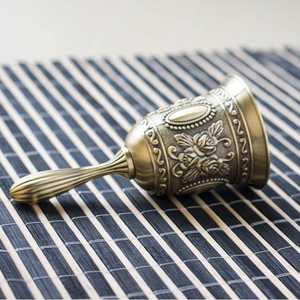Vintage Brass Hand <b>Bell</b> Decorative Floral Design Antique Style Metal <b>Bell</b> for Home Decor Prayer Wedding & Special Events - Product Image 6
