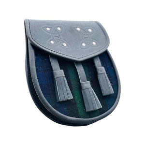 Accessoire écossais haut de gamme : Sporran en cuir noir et tartan, fait main, pour kilt traditionnel, OEM/ODM - Product Image 4