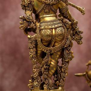 Ídolo de Krishna en Latón Superfino – Estatua Hecha a Mano de 29.5 Pulgadas - Product Image 2