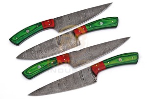 Custom Handmade Damascus Steel Kitchen <b>Knife</b> <b>Set</b> Meat Cleaver Chef <b>Knife</b> <b>Set</b> - Product Image 4