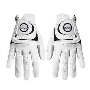 Dernier modèle de gants de golf en cuir véritable blanc antidérapants à doigts complets pour hommes adultes, légers et durables - Product Image 3