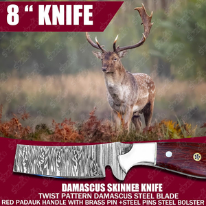 Couteau de boucher artisanal en acier Damas, couteau de chasse et de camping à lame fixe avec étui en cuir – Style cowboy personnalisé - Product Image 2