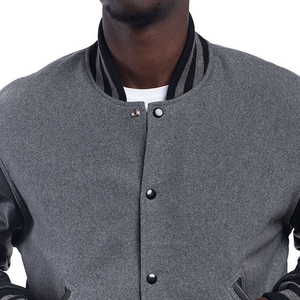 <b>Men</b> Casual Sports Varsity Jacket WoolCotton Blend Stand Collar Customized Logo Front Breathable Anti-Bacterial Winter Fashion - Product Image 6