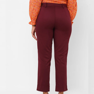 Pantalones Vaqueros de Mezclilla para Mujer de Alta Calidad, Color Granate, Estilo Casual para Uso Diario, Jeans de Pierna Ancha a la Moda para Mujer, Servicio OEM 2026 - Product Image 4
