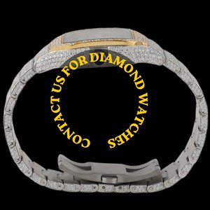 Latest Design Square <b>Case</b> Two Tone Skeleton Dial Full Iced Moissanite Diamond White Gold Quartz Hip Hop Style Bust Down <b>Watch</b> - Product Image 2