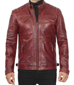 เสื้อแจ็คเก็ตหนังคอตั้งสำหรับผู้ชาย - ระบายอากาศได้ดี แห้งเร็ว เสื้อผ้าสตรีทแวร์ฤดูหนาวที่ยั่งยืน - Product Image 1