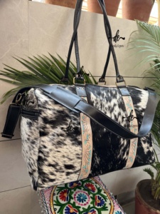 Real Cowhide Leather Luggage Bags Multi Uses Handmade Bag Unisex Travel Bag Big Size Multi Uses Hair on Hide Handbag - Product Image 1