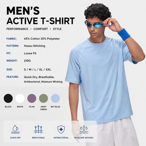 Men's Oversized Quick Dry Sports <b>T</b> Shirt 210G Cotton Polyester Breathable Outdoor Running Tee Custom Logo Printing Manufacturer - Product Image 2