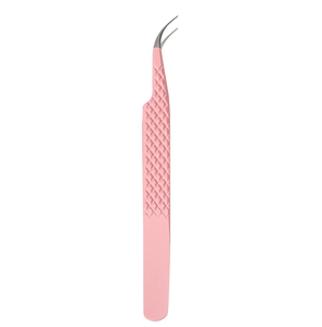 Pinzas para Pestañas de 10 mm con Punta Curva Rosa, Duraderas, de Acero Inoxidable, Herramienta de Belleza de Precisión para Aplicación de Cejas - Product Image 1